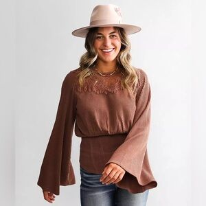 Gimmicks by BKE Brown Bell Sleeve Blouse